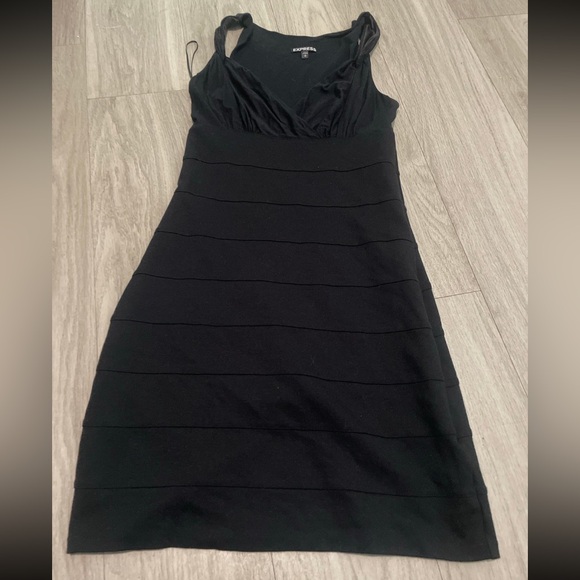 Express Dresses & Skirts - Express Black Mini Bodycon Dress with V-Neck